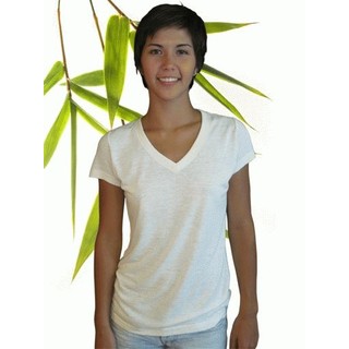 Womens Bamboo Hemp V Neck Tshirt - X-Large Natural