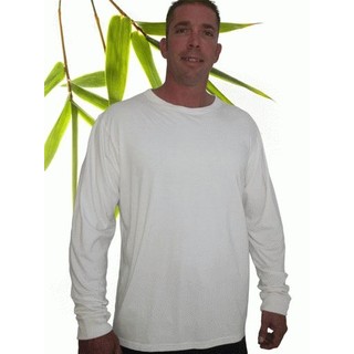 Mens Bamboo Long Sleeve T-Shirt Larger Size - XXXLarge Natural