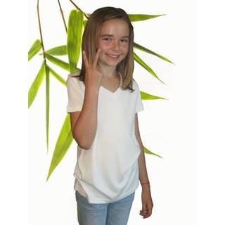 Girls Bamboo & Organic Cotton V-Neck T Shirt - XL-11/12 Natural