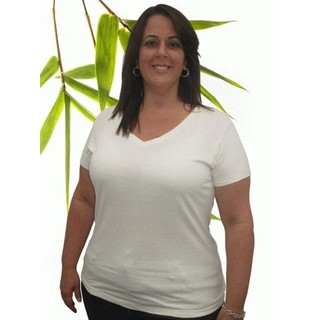 Womens Extra Large V-Neck Bamboo Hemp T Shirt - 3X Natural