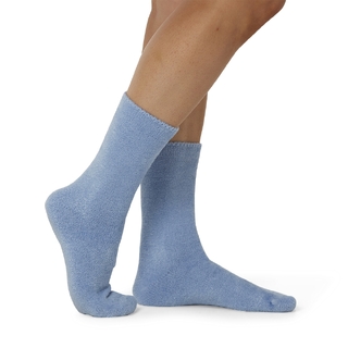 WOMENS FEATHERED BAMBOO BED SOCK - BLUE